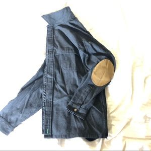 IZOD wool field jacket, leather elbow patches.